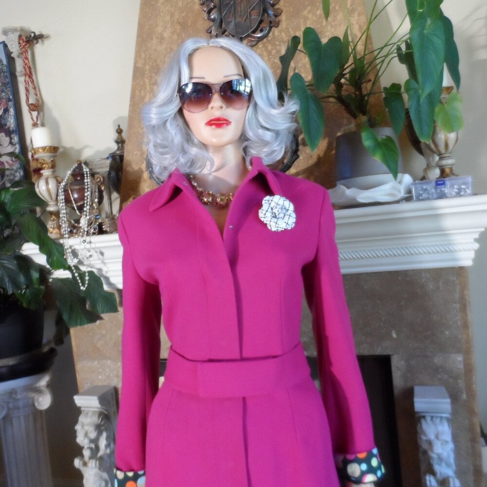 Dolce & Gabbana Fuchsia Wool Pea Coat with Decorative Cuffs - Picture 5 of 16